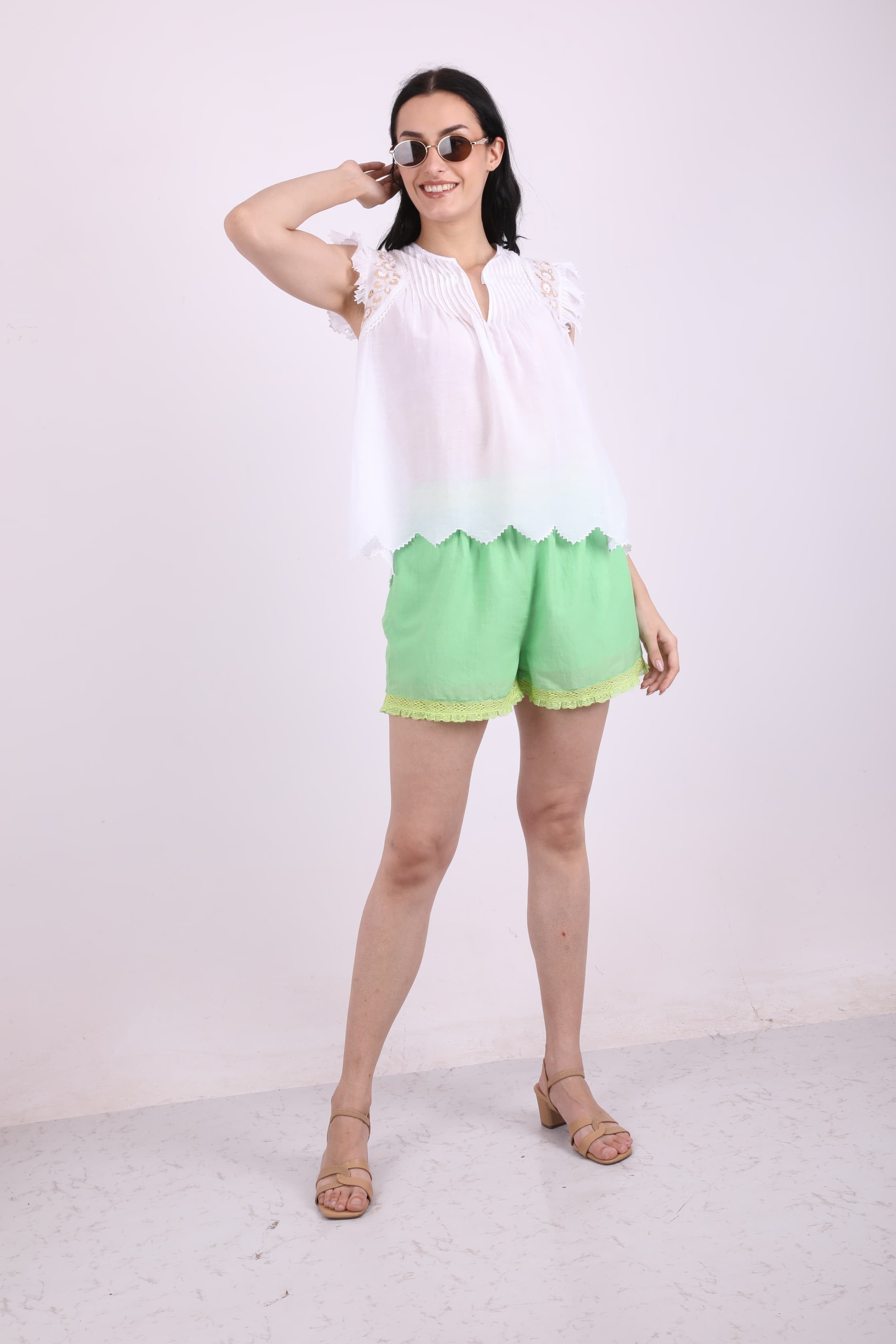 Women Shorts - Green